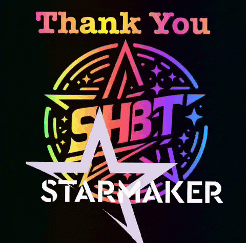 a rainbow colored logo with the words thank you starmaker