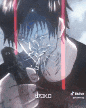 a tiktok video of a man with a knife and the word haiko on the bottom