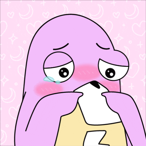 a cartoon drawing of a penguin with a tear coming out of his eye