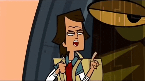 a cartoon character is making a funny face with his mouth open