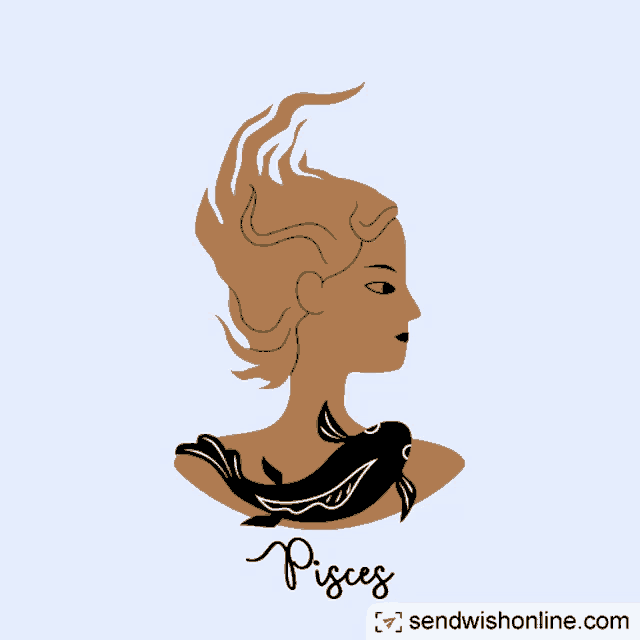 a drawing of a woman with a fish and the word pisces below her