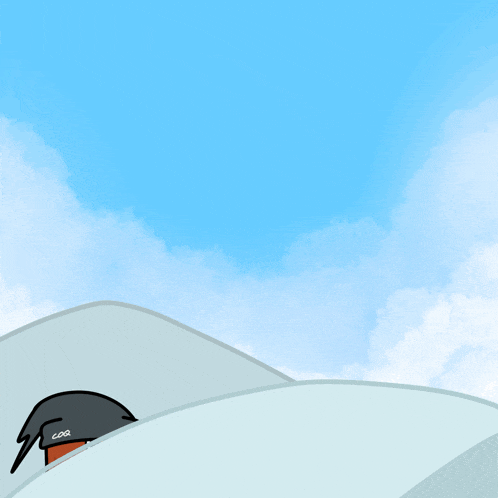 a cartoon drawing of a person skiing with a hat that says coq on it