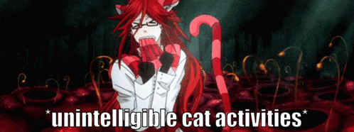 a picture of a cat with the words " unintelligible cat activities " on it