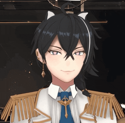 a close up of a person 's face with a cat ear
