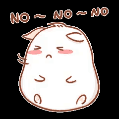 a cartoon hamster is making a funny face and saying no no no on a black background .