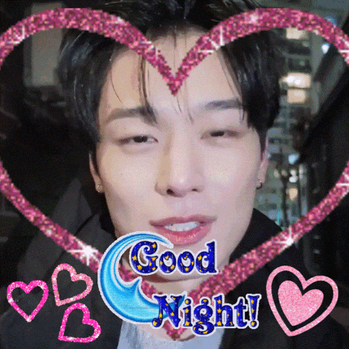 a picture of a man in a heart with the words good night