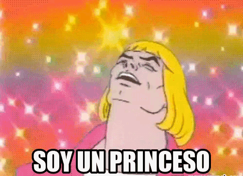 a cartoon of he man with the words soy un princeso above his head