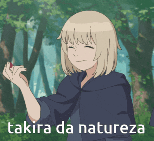 a picture of a girl with the words takira da natureza written below her