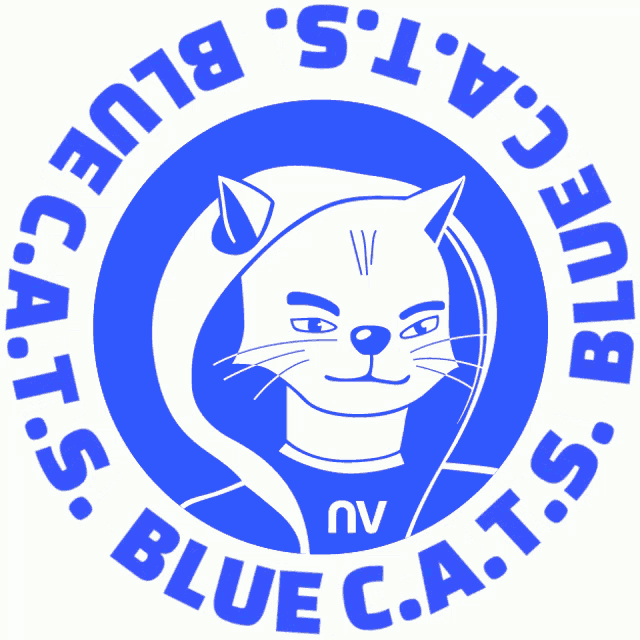 a blue circle with a cat and the words blue cats