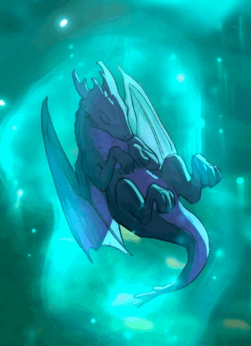a drawing of a dragon in the water with a green background