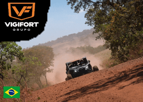 a buggy is driving down a dirt road with a logo for vigilort grupo in the background