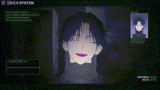 a computer screen shows a man 's face and says b.c.a system on the bottom