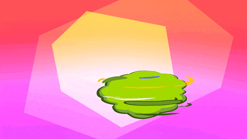 a green cartoon character wearing a crown with a blue diamond on it