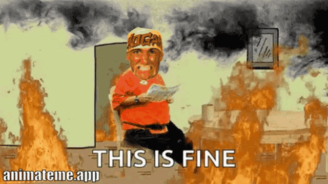 a cartoon of a man wearing a hulk hogan headband sitting in front of a fire
