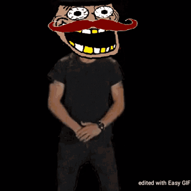 a cartoon of a man with a mustache says do it in front of a fire