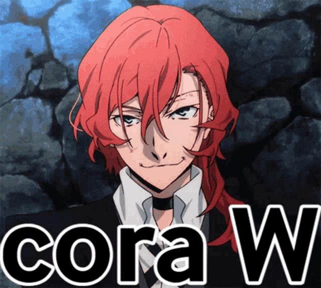 a picture of a man with red hair and the words cora w