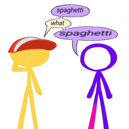 a box of spaghetti with a stick figure on the side