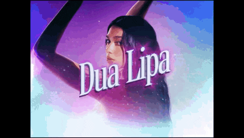 a picture of a woman with the name dua lipa written on it