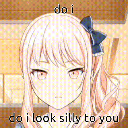 a girl with a bow in her hair is making a funny face and says `` do i look silly to you ''