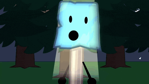 a cartoon drawing of a cube with a surprised face