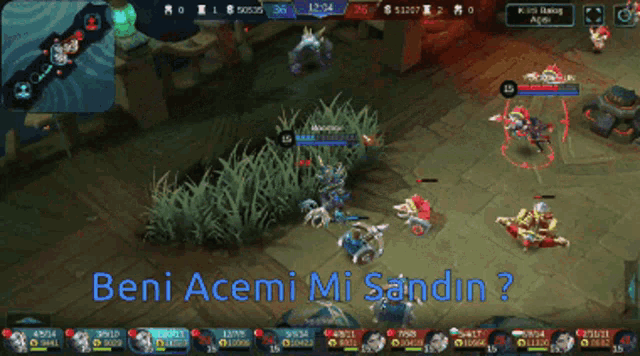 a screenshot of a video game with the words beni acemi mi sandin on it