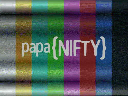 papa nifty is written in white on a multicolored background