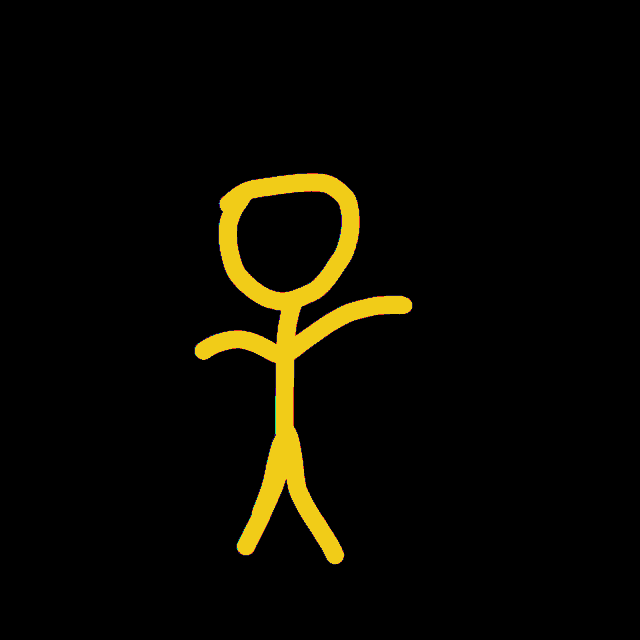a blue stick figure on a black background with arms outstretched