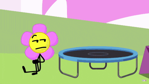 a cartoon drawing of a flower with a sad face