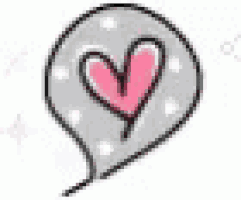 a speech bubble with a pink heart in the middle .