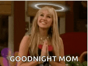 a woman with a halo on her head and the words `` goodnight mom '' .