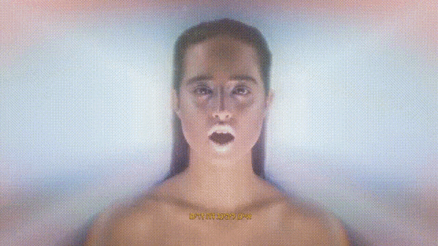 a painting of a woman 's face with the words ' i 'm not a robot ' on the bottom right