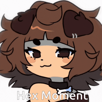 a cartoon drawing of a girl with the words hex moment on the bottom