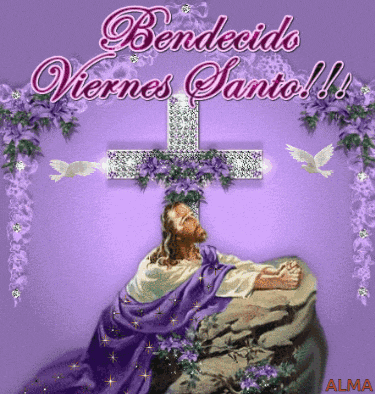 a picture of jesus with the words bendicido viernes santo written on it