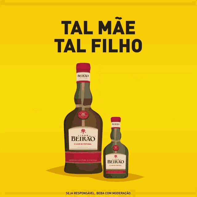 a bottle of liquor called beirão is on a yellow background
