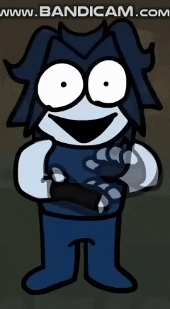 a cartoon character with a big smile on his face