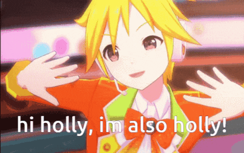 a cartoon character says hi holly i m also holly