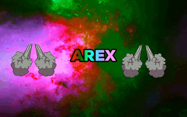 a colorful background with the word arex on it