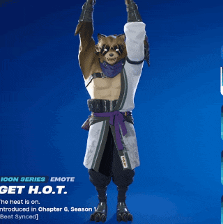 a raccoon with his arms in the air and the words get h.o.t.