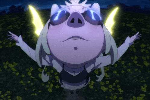 a cartoon character with a pig 's head and wings