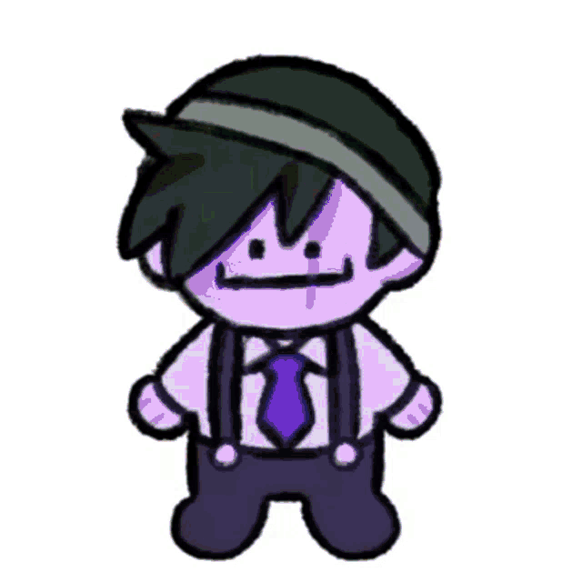 a cartoon of a man wearing suspenders and a hat .