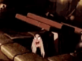 a cartoon character is peeking out of a hole in the ground .