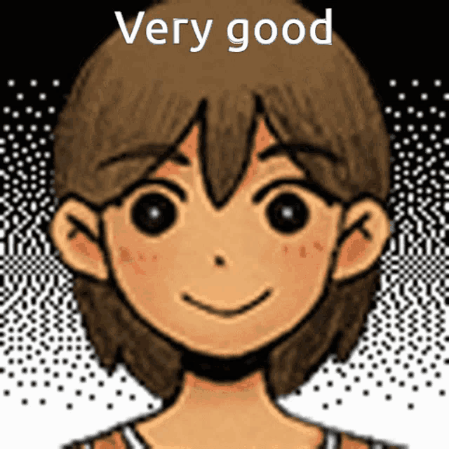 a picture of a cartoon character with the words " very good " below it