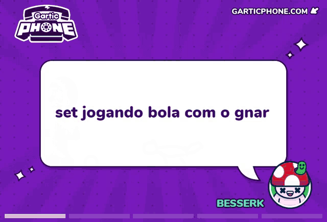 a purple background with a speech bubble that says garticphone.com
