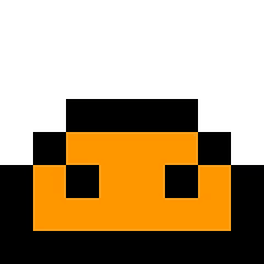 a pixel art drawing of a yellow and black object with a white background .