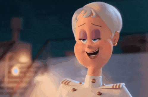 a cartoon character is smiling with her eyes closed and wearing earrings