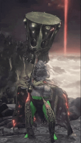 a video game character with green pants is holding a hammer