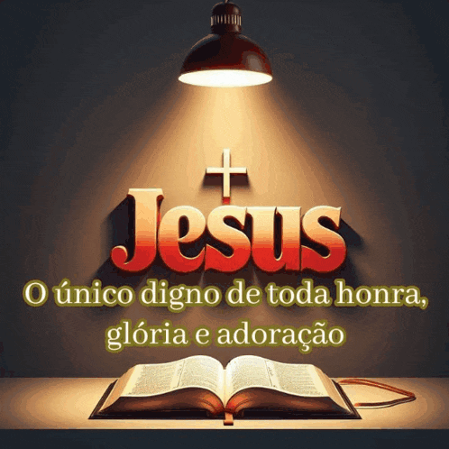 an open bible with the words jesus o unico digno de toda honra gloria e adoracao