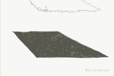 a cartoon drawing of a knife cutting a piece of sushi with a sad face