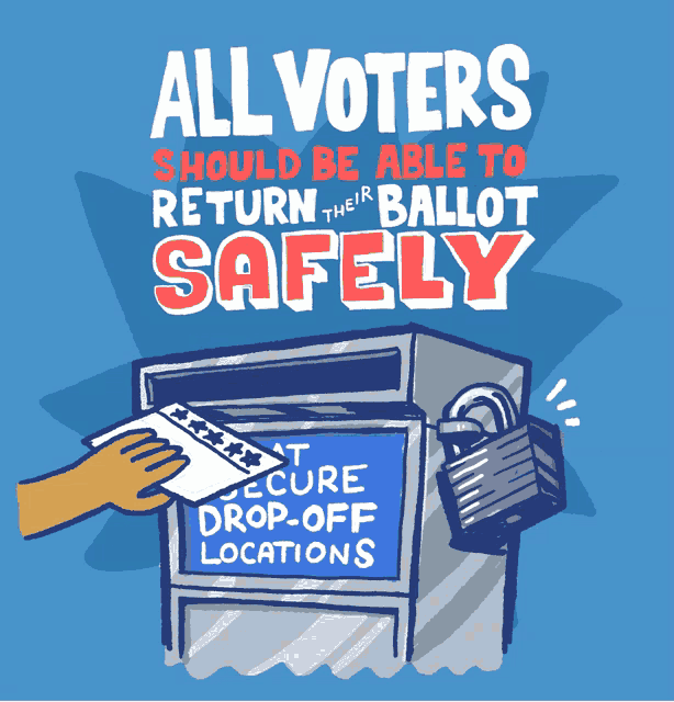 a poster that says all voters should be able to return their ballot safely on it