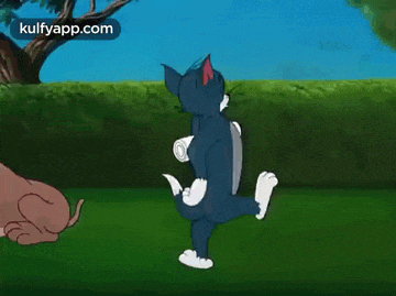 a cartoon of tom and jerry playing with a dog .